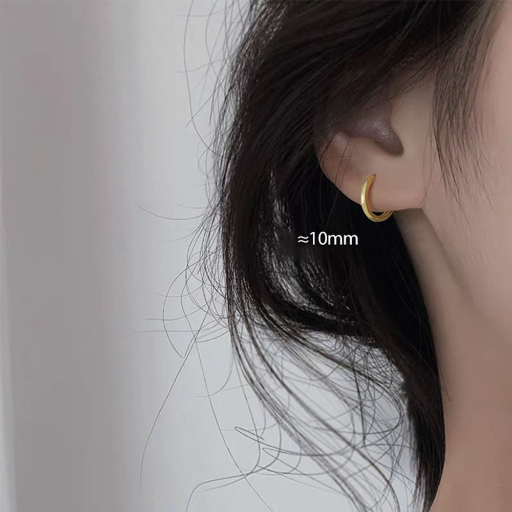 AHOUR Gifts Hoop Earrings Silver Ear Buckle Round Earring Women Gold Accessories 6mm 8mm 10mm 12mm Huggie Simple Minimalist Multicolor Shopee Singapore