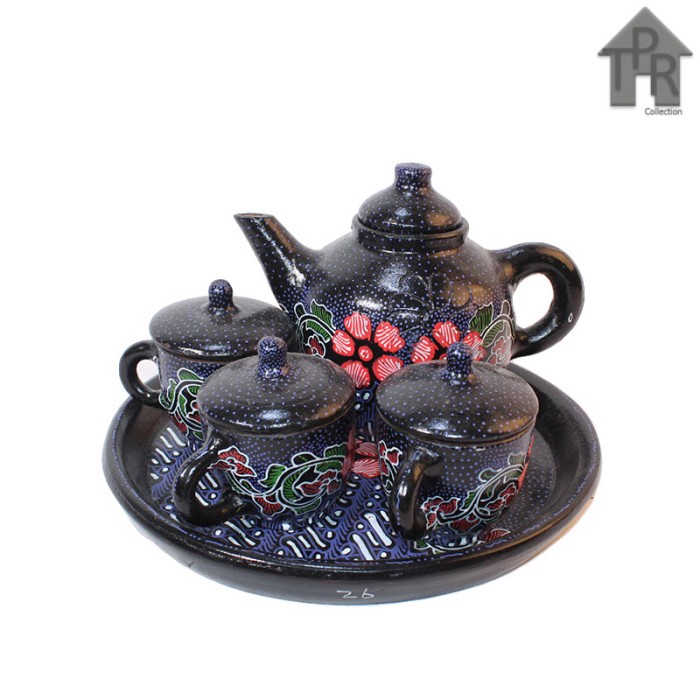 Premium Tea Set Pottery - Hand-Written Batik Teapot - Dot Motif B ...