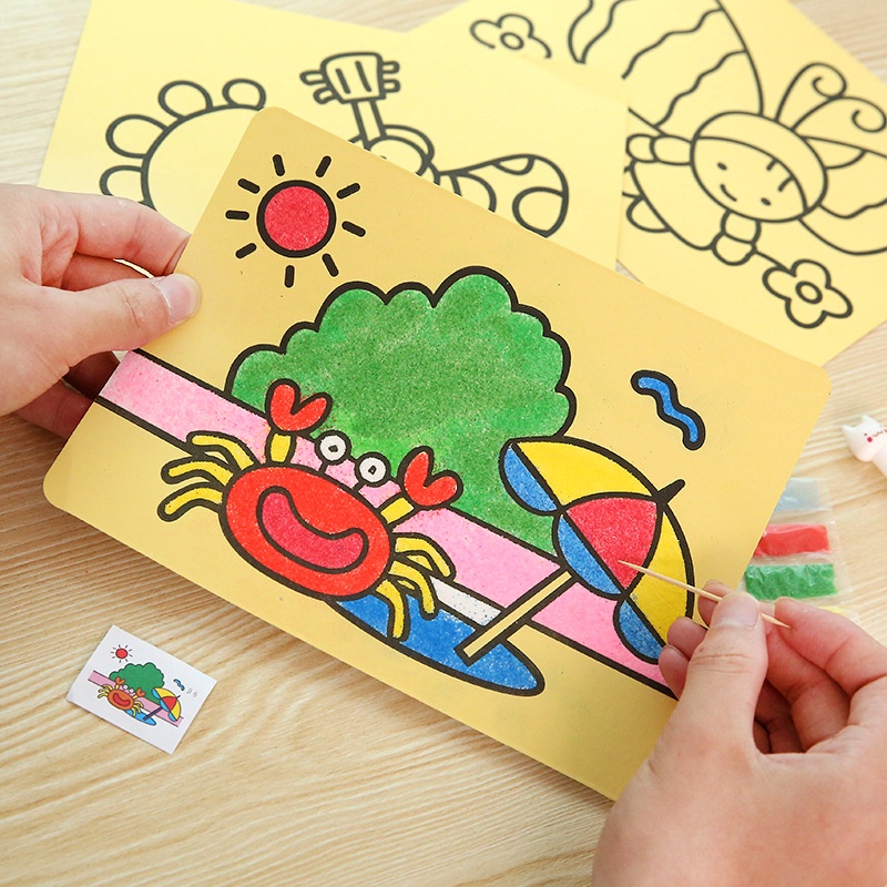 Kid Art With Handicraft Sand Painting Children Painting Sand Painting
