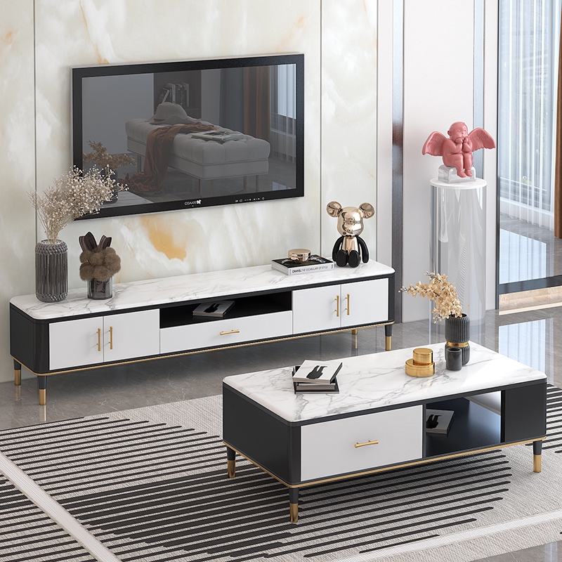 TLQ TV Cabinet Coffee Table Sintered Stone Modern TV Console Table ...
