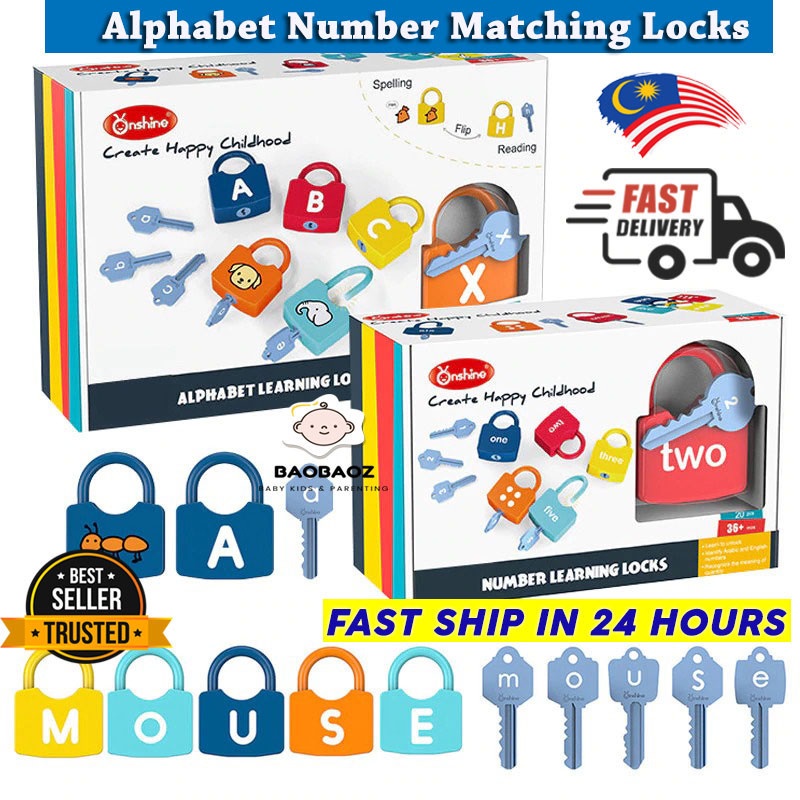 Onshine Montessori Alphabet Number Matching Learning Locks Unlock ...
