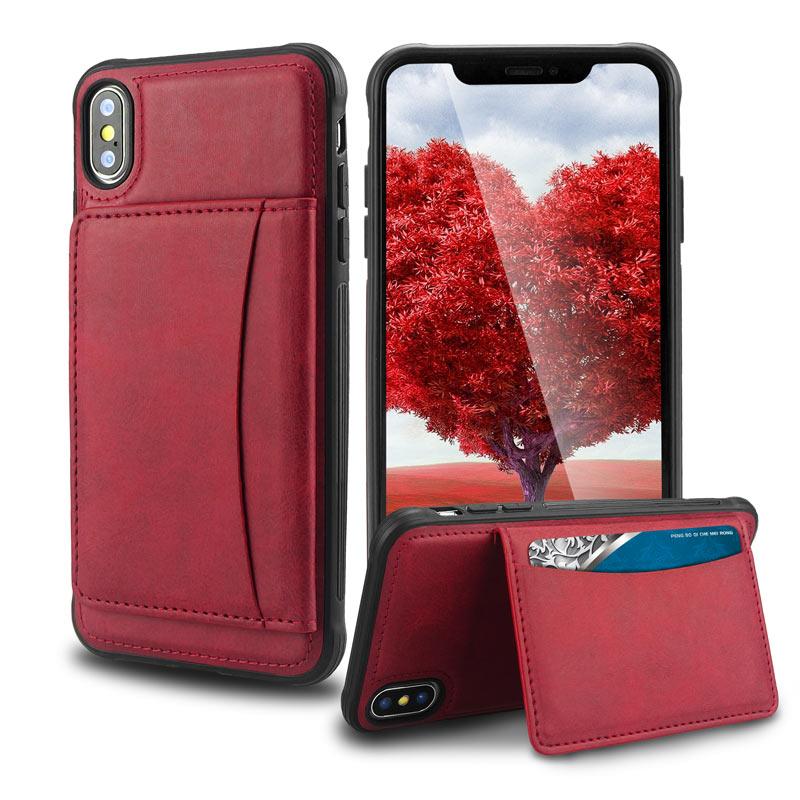 For  iPhone X XR XS Max 6 6S 7 8 Plus iPhone 11 12 13 Mini Pro Max Case with Card Slots Retro Leather Stand Holder PU + TPU Anti-knock Armor Back Cover Casing