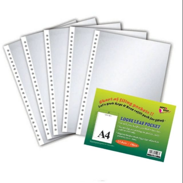 (11/30-HOLES)CLEAR HOLDER POCKET REFILL FOR A4 SIZE (10PCS/PK) A4 FILE ...