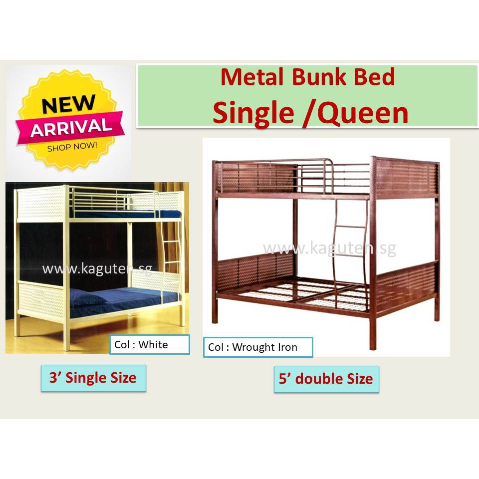 Bunk Bed Queen/Single 5ft/3ft Metal Bunk Bed Queen Double Decker Queen