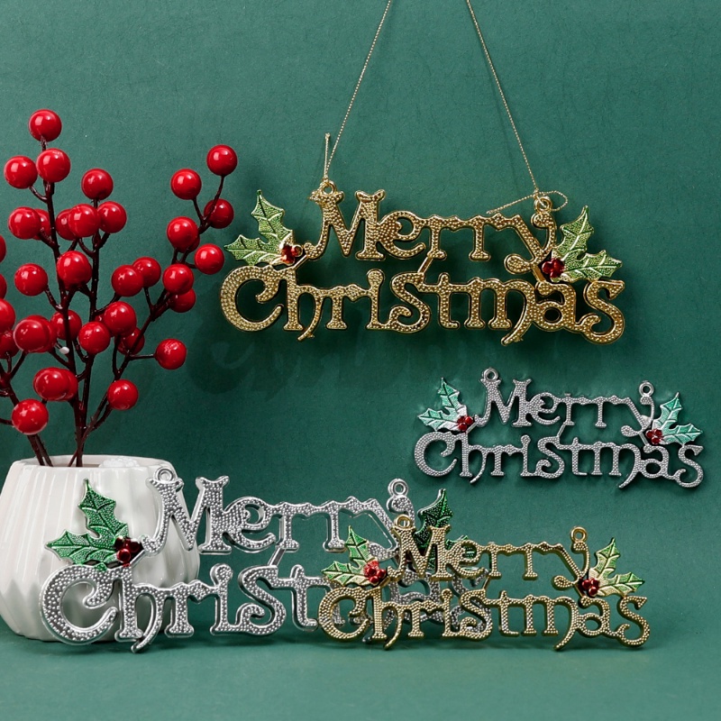 14/20cm Reusable Merry Christmas Hanging Sign Scene Layout Xmas Tree 3D ...