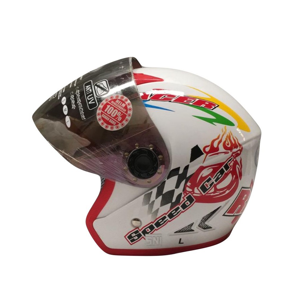 Helm Anak Kidzu Racer White Red