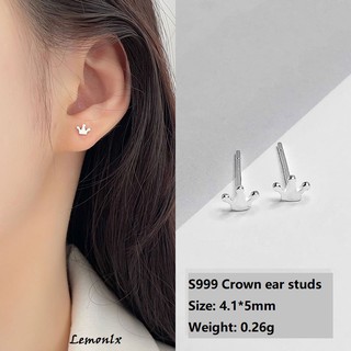 2 Pairs 999 Sterling Silver Stud Earrings, Hypoallergenic Studs