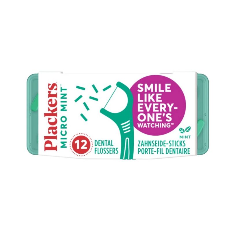 Plackers Flosser Micro Mint Travel with Box 12 Pieces Dental Floss with ...