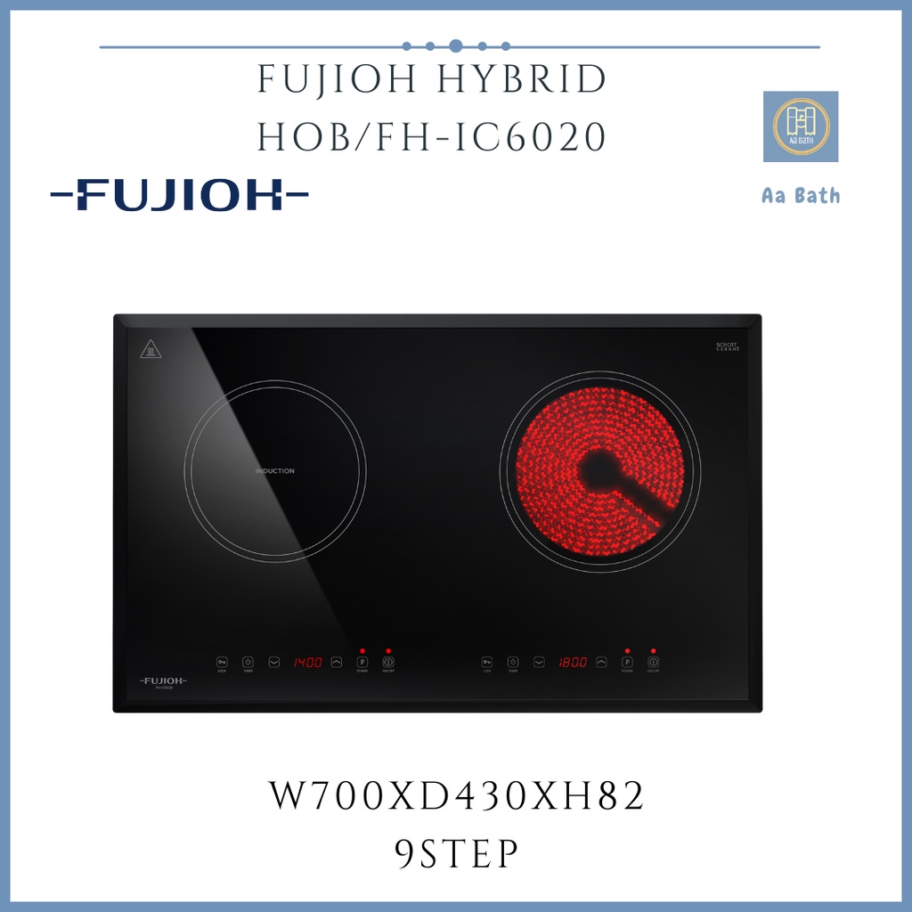 [FREE DELIVERY] FUJIOH FHIC 6020 HYBRID HOB (Ceramic + Induction) SCHOTT CERAN® BLACK GLASS