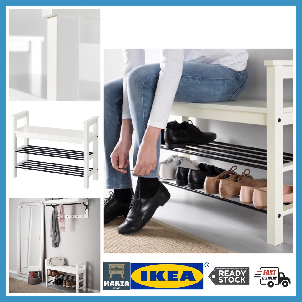 IKEA HEMNES Bench With Shoe Storage White 85x32x65cm Shopee Singapore   045cab761563c56b5c78702fdcefad08