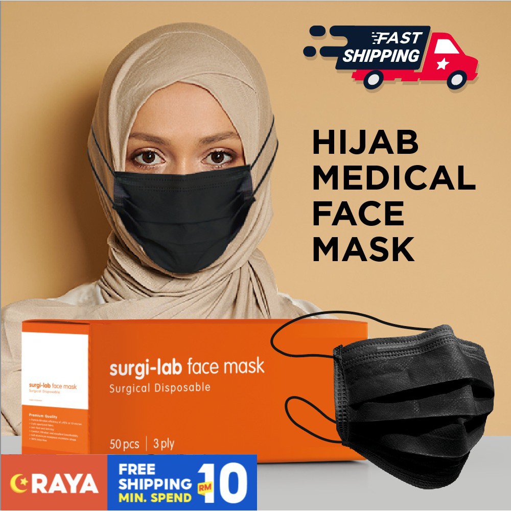 MEDIPRO Hijab BLACK Face Mask 50s/box Shopee Singapore