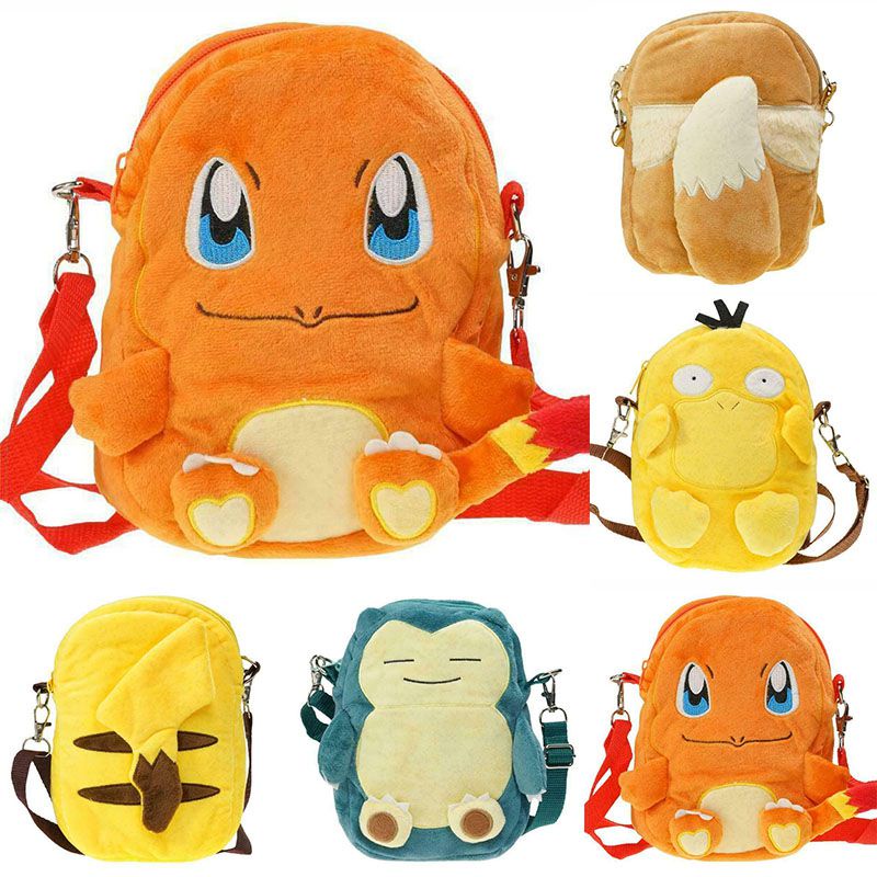 Plush Backpack Pokemon Pikachu Snorlax Charmander Eevee Psyduck Plushie