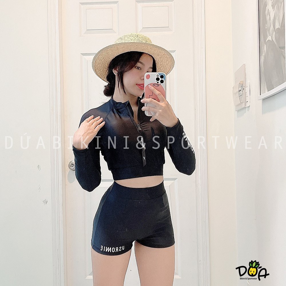 [Selfies] Personality Black Long-Sleeved Beach Swimwear Bikini | Shopee ...