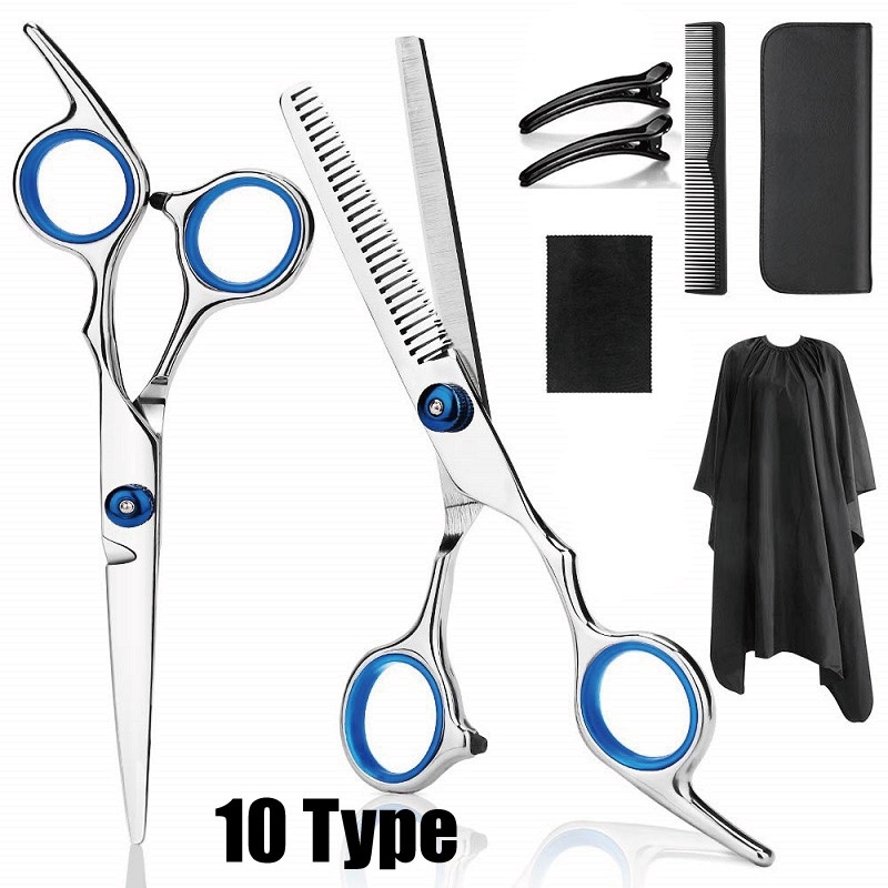 Hair Cutting Scissors Kit,11 Pcs Professional Haircut Scissors Kit with  Cutting Scissors,Thinning Scissors,Neck Duster Brush,Comb,Barber Cape,Hair