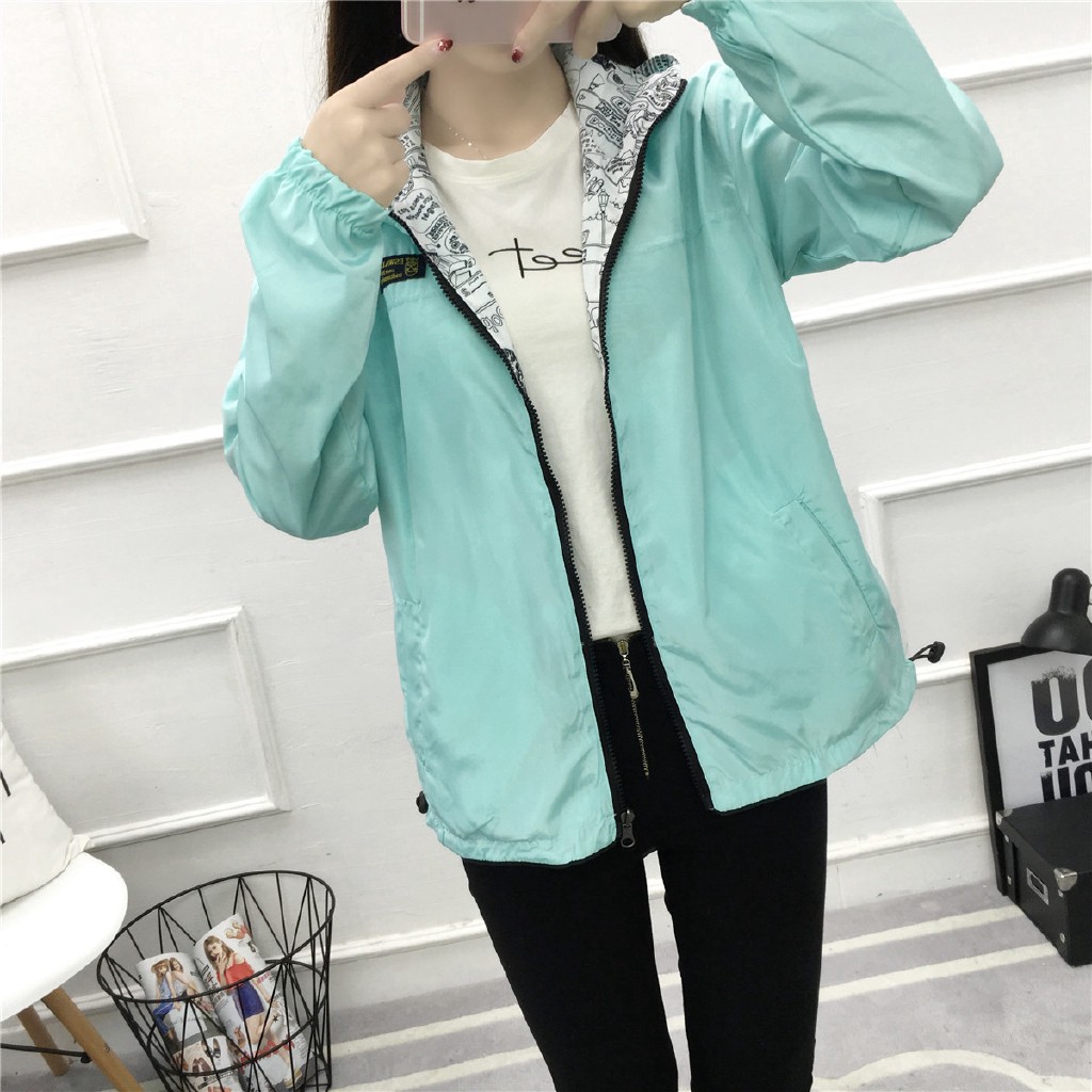 hot-Two Side Wear 2019 Korean spring autumn new womens hooded jacket ...