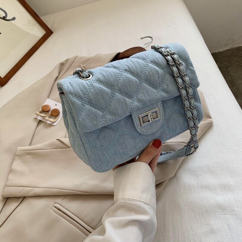Polyester Women's Shoulder Bag Fashion Chain Handbag Small Square Sling Bag