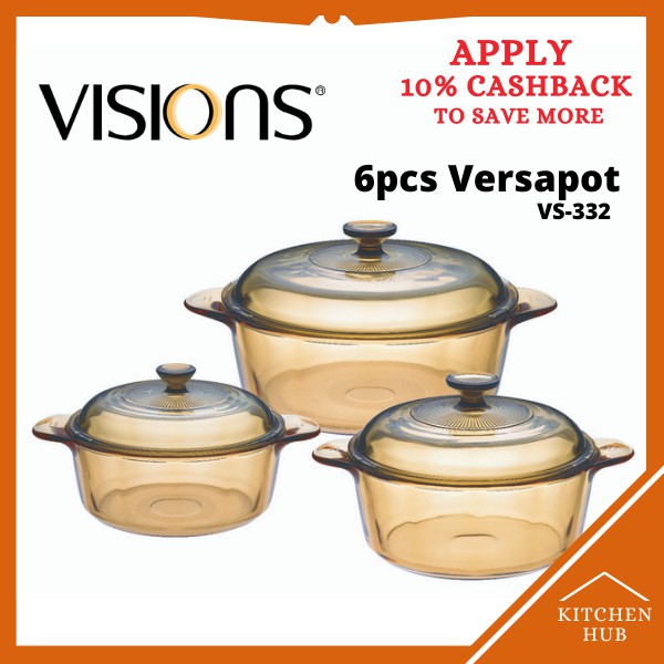 Visions 6pcs Covered Versapot Casserole Set (VS-332) Periuk Masak ...