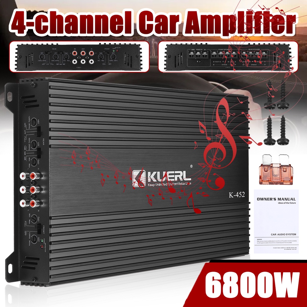 12V 6800W 4 Channel Car Amplifier Subwoofer Class A/B Car Audio