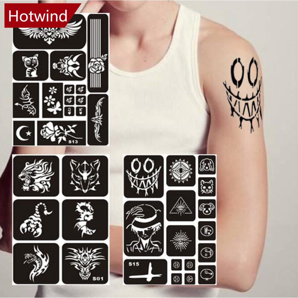 HOTWIND Hollow Adhesive Simple Small Pattern Tattoo Inkjet Template ...