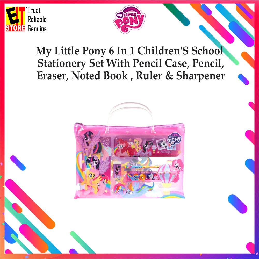 My Little Pony 6 In 1 Children'S School Stationery Set With Pencil Case ...