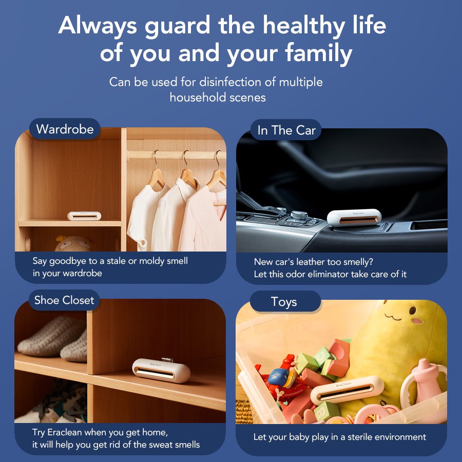 小米生态链EraClean冰箱除味杀菌器800mAh长效电池双模式消毒保鲜防潮 白色版 CW-B01