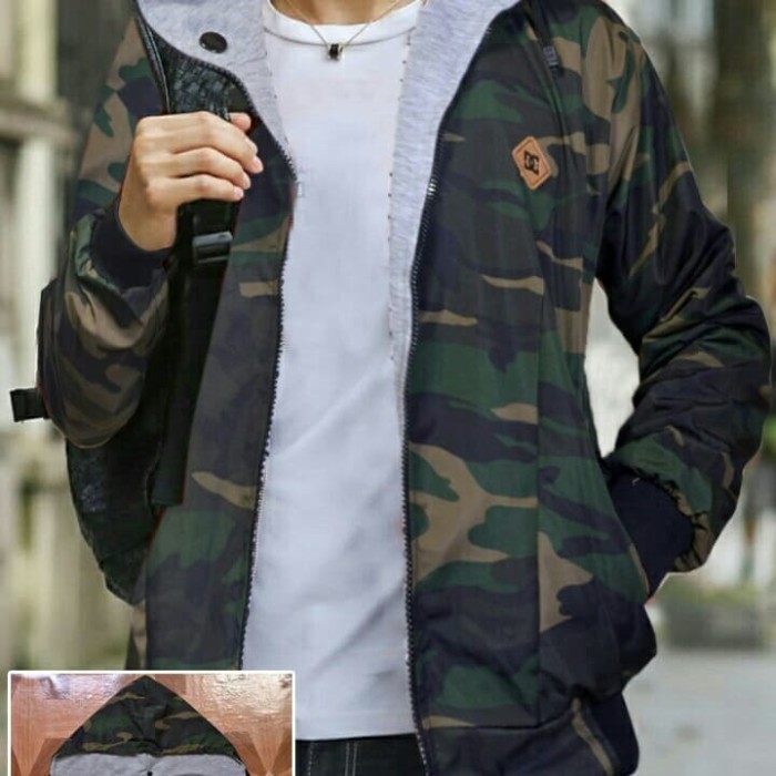 HIJAU Men's DISTRO JACKET CENTER Miller Army DnC Bomber Hoodie Jacket ...