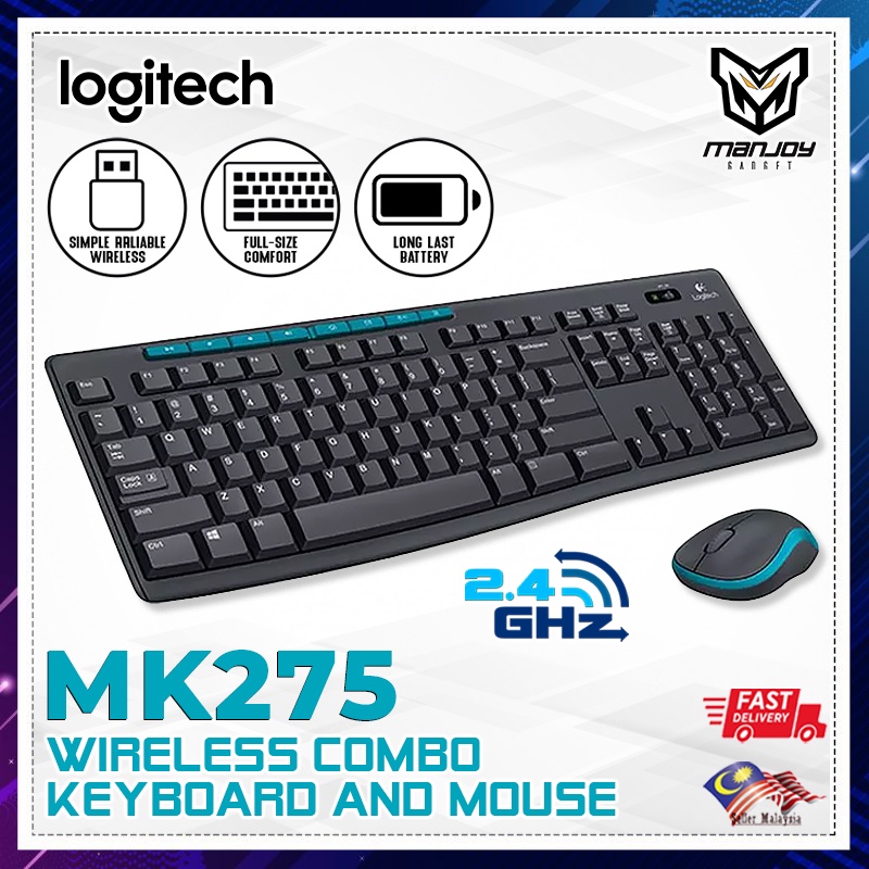 LOGITECH MK275 Wireless Keyboard and Mouse Combo, 2.4 GHz Wireless ...