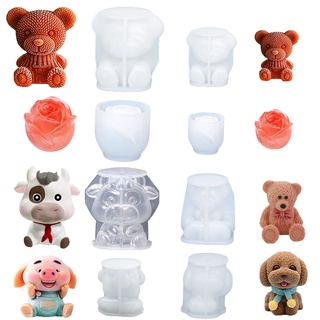 Ice Cube Mold Silicone Cute Animal Ice Cube Mold Abrasive 3D Ice Cube Mold  Bear Mold Silicone Creative Coffee Milk Tea Ice cube