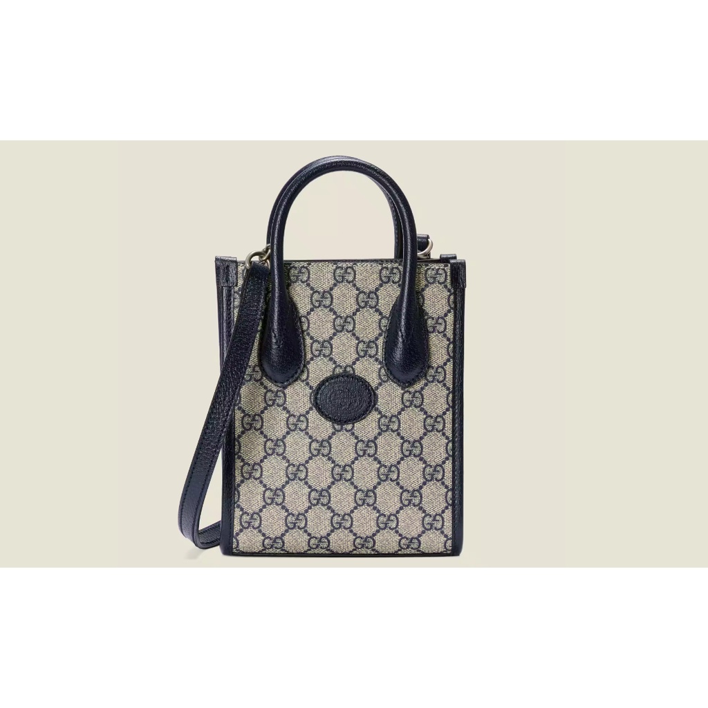 Mini tote bag with Interlocking G in GG Supreme