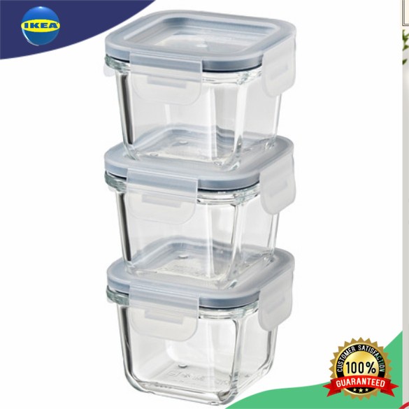 Jar jar set Food box with lid, rectangular/glass, 180 ml, 1Set 3pcs Jam ...