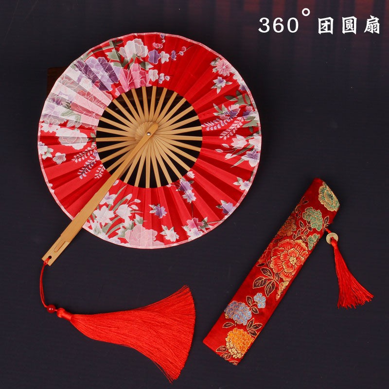 [Ancient Fan] [Folding Reunion Fan Daily Use Hanfu Catwalk Round Palace ...