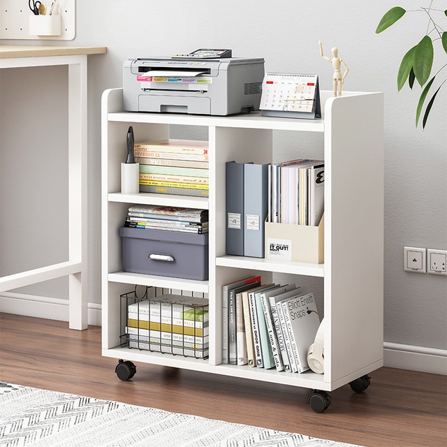 Mobile Bookshelf Table Under The Shelf Simple Modern Multi-Storey ...