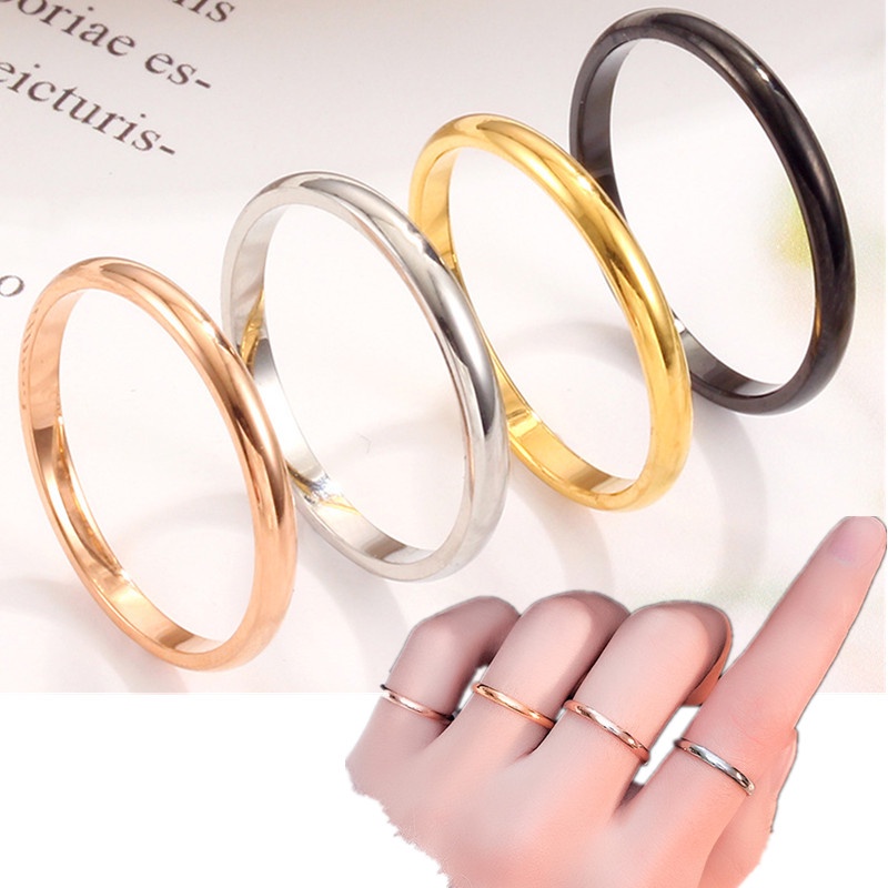 Ultra-thin Stainless Steel Ring Rust-proof Couple Little finger Ring Joint  ring Tail ring Simple knuckle Pinky ring size 3-10