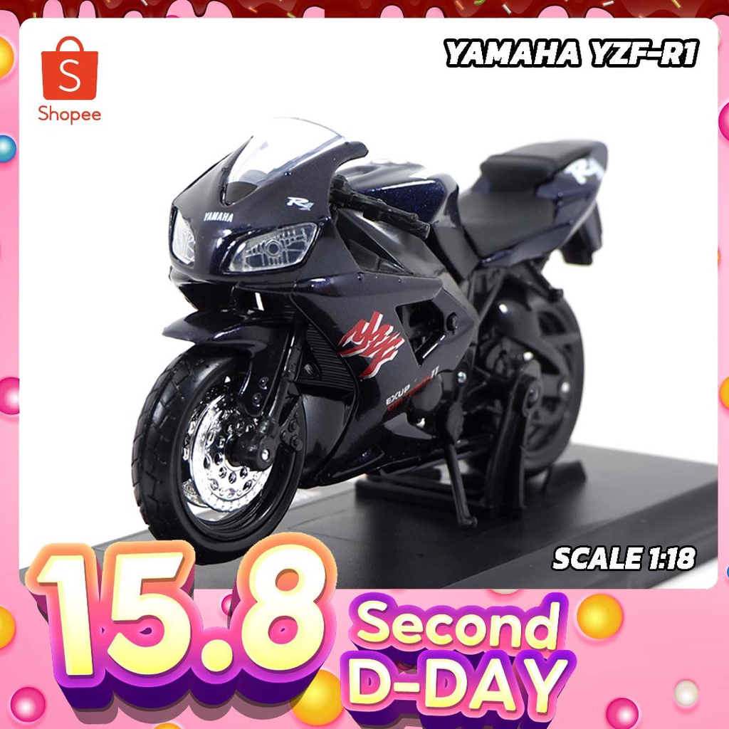 Big Bike Model YAMAHA YZF-R1 Black (Scale 1:18) R1 Best Selling ...