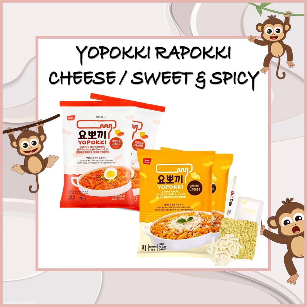 YOPOKKI SWEET & SPICY RAPOKKI & CHEESE RAPOKKI Korean SPICY Stir-Fried ...