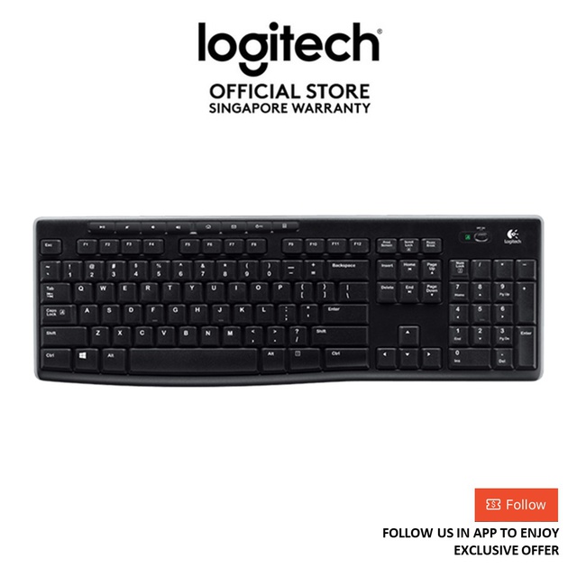 Logitech K270 Wireless Keyboard For Windows, 2.4 Ghz Wireless, Full 