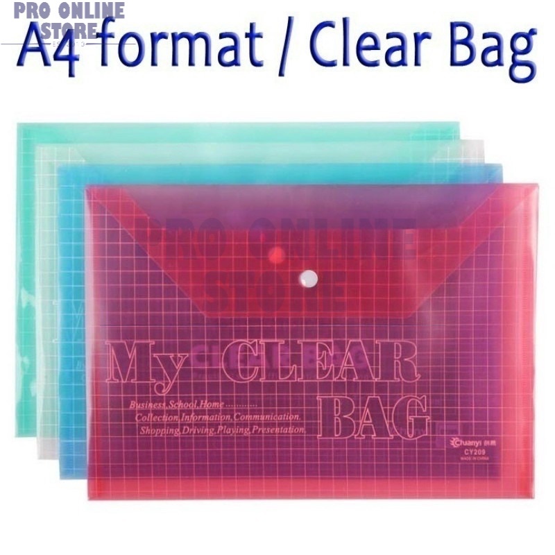 A4 PVC Clear File With Button (Random Color) | Shopee Singapore