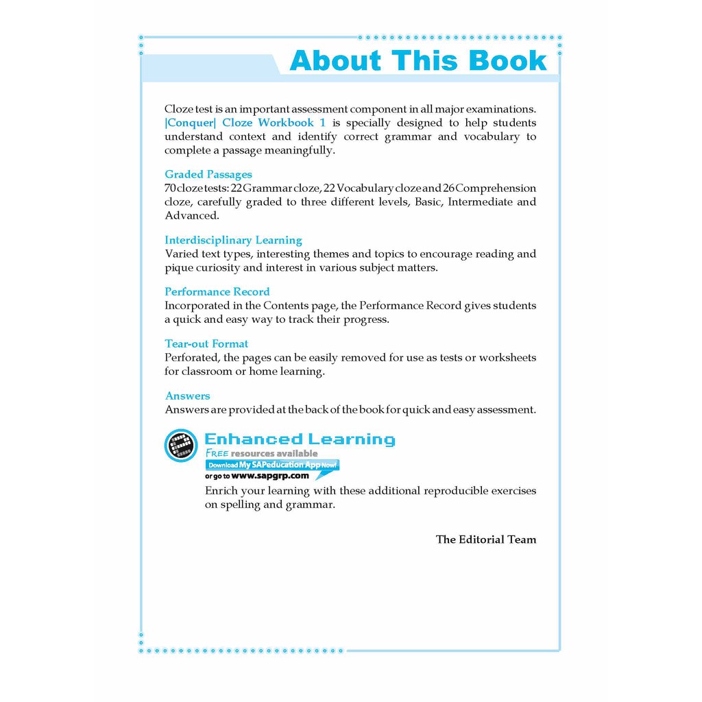 Conquer English Cloze For Primary Levels Workbook 1 - 6 | Skill-based ...