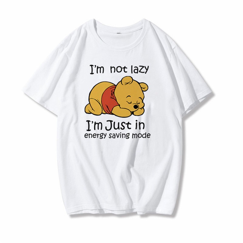 Cartoon Winnie Bears T Shirt Women Summer White Short Sleeve Cute Winnie the Pooh printed T shirt vogue Casual Tops Tee Clothing