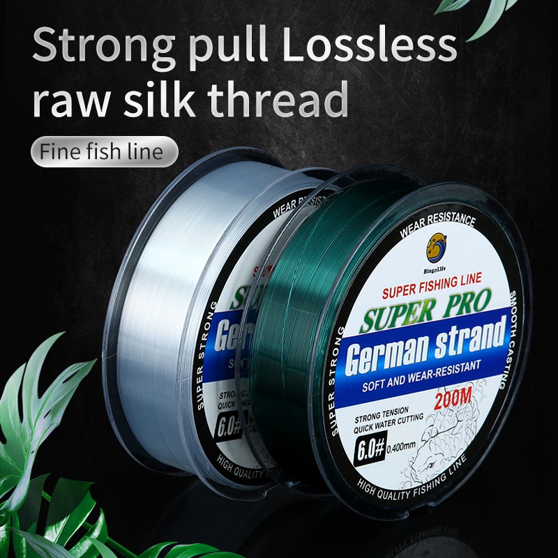 Bingolife Germany Imported Nylon String Fishing Line 200m Super Strong  Invisible String Leader Line Pioneer Nylon Mono Line Fishing Accessories