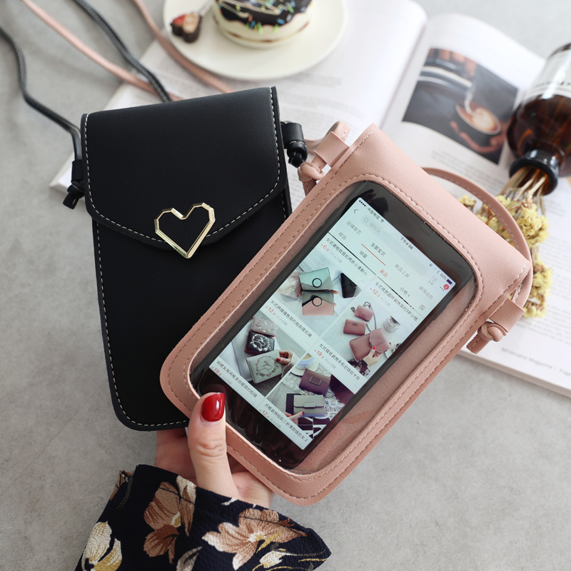 Cell phone purse with shoulder strap clearance