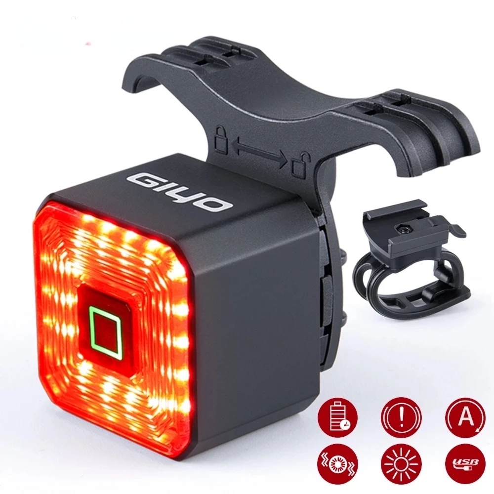 Smart Bicycle Brake Light Tail Rear USB Cycling Light Waterproof Safety
