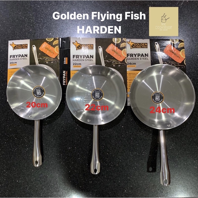 Fry Pan Harden Stainless Steel 22cm - Golden Flying Fish - Frypan Non ...