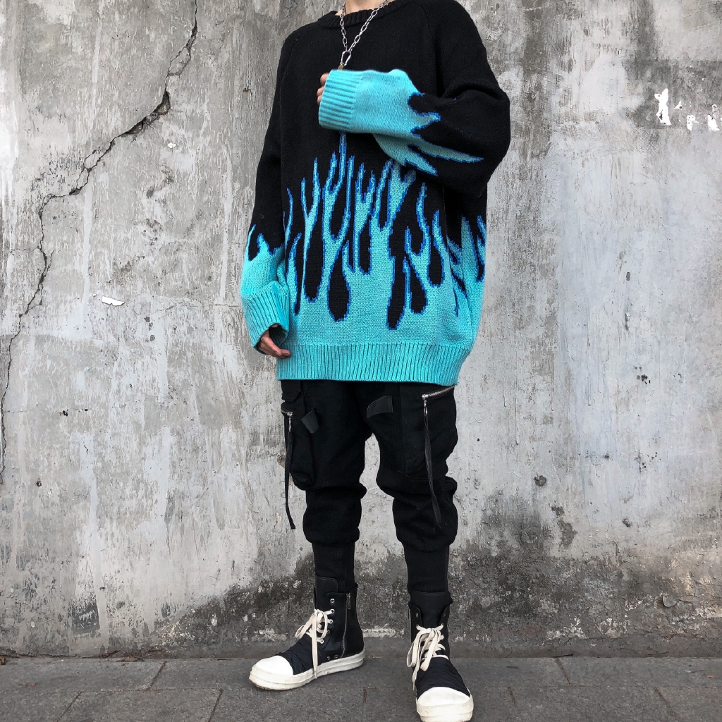 Hip hop flame sweater sale