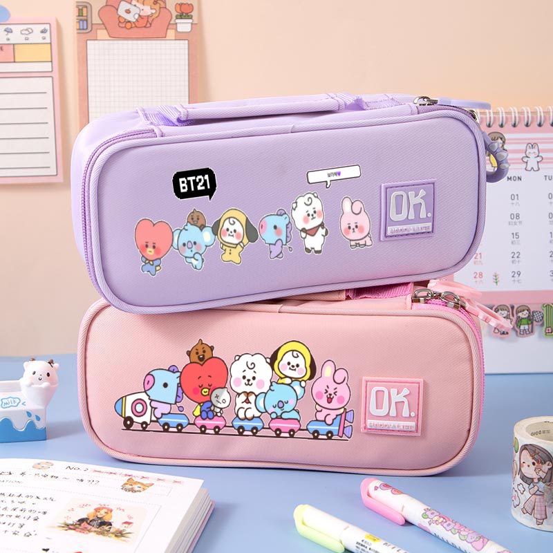 Cheap The New Cartoon Multilayer Cute Pencil Bag Large Capacity