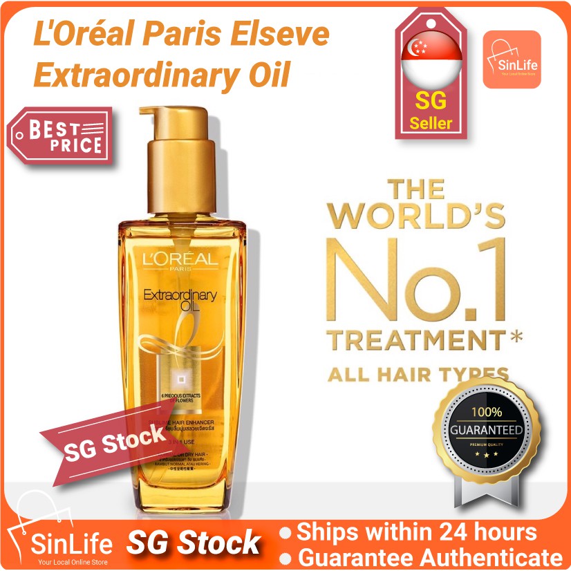 🇸🇬ready Stock Loréal Paris Elseve Extraordinary Oil All Hair Types Hair Treatment 100ml 4649