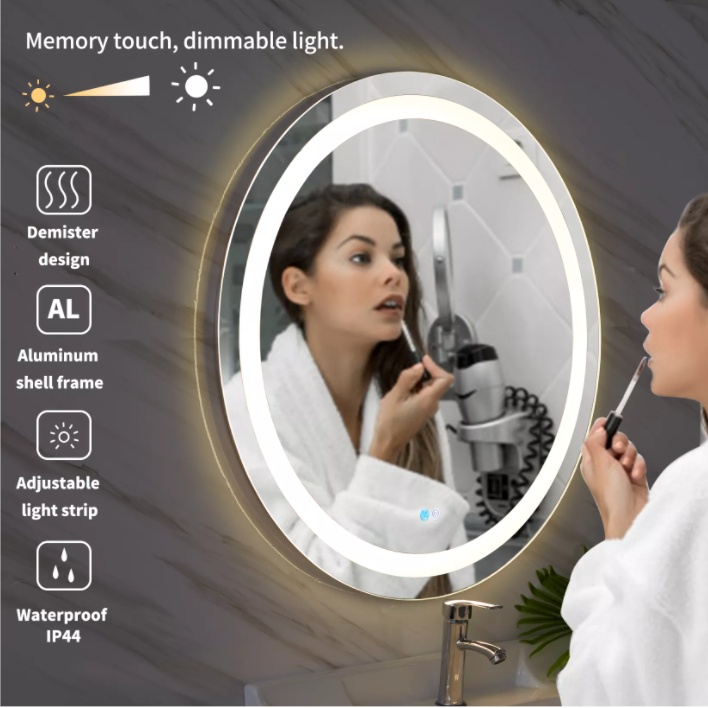 [SG Seller]Smart Mirror round LED lamp mirror bathroom mirror with lamp INS Makeup Mirror