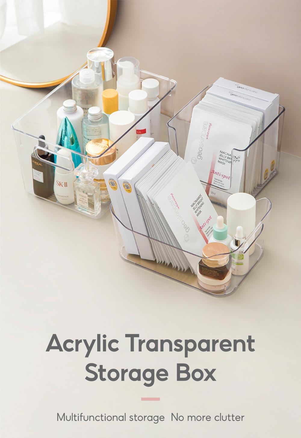 Acrylic Transparent Mask Storage Box Cosmetics Organiser Bathroom Racks ...