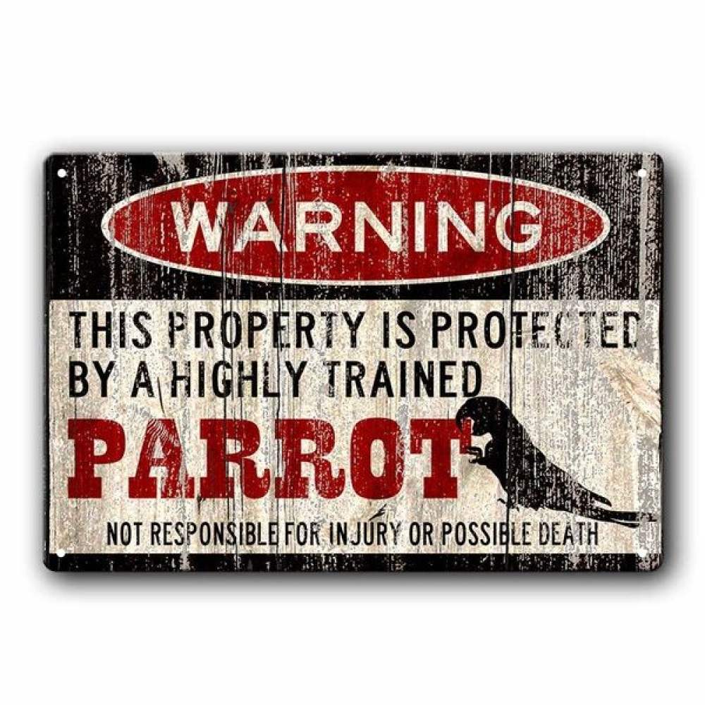 Parrot Warning Sign Funny Parrot Sign Vintage Tin Metal Sign Bar Club ...