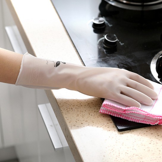 Rubber Translucent Dishwashing Gloves Waterproof Kitchen Washing ...